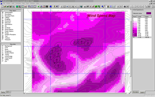 Figure 4.1 Example wind speed map from a WFDT, source Garrad Hassan