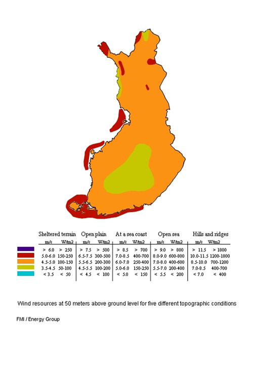 Figure A2 Finland wind atlas from [4]
