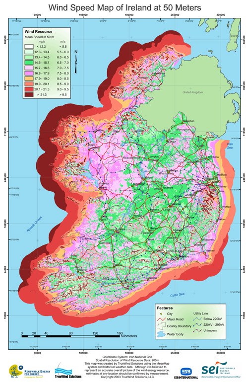 Figure A4   Ireland wind atlas from [8]